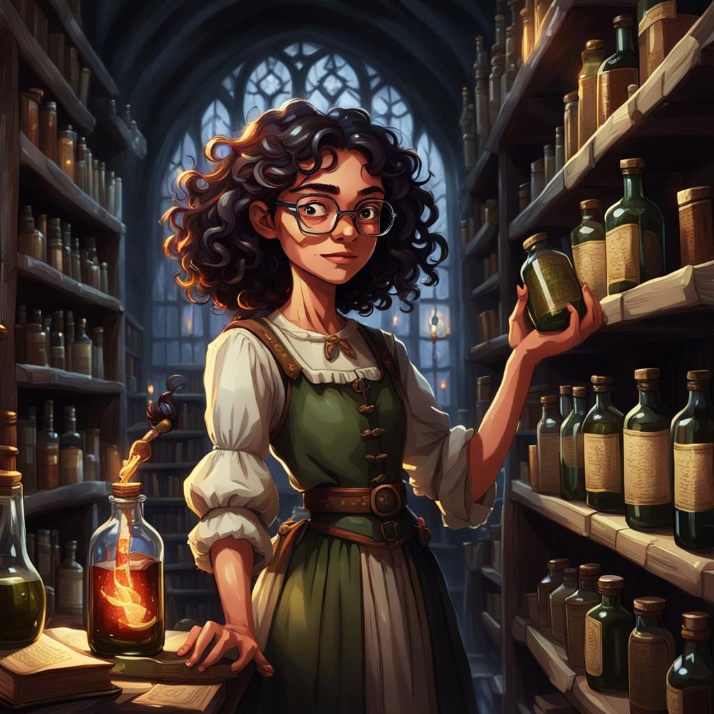 Teen Alchemist and Ifrit in Medieval Laboratory
