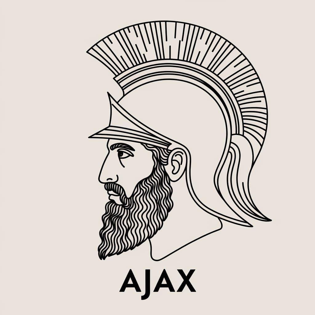 Minimalist Line Art Portrait of Greek Warrior Ajax