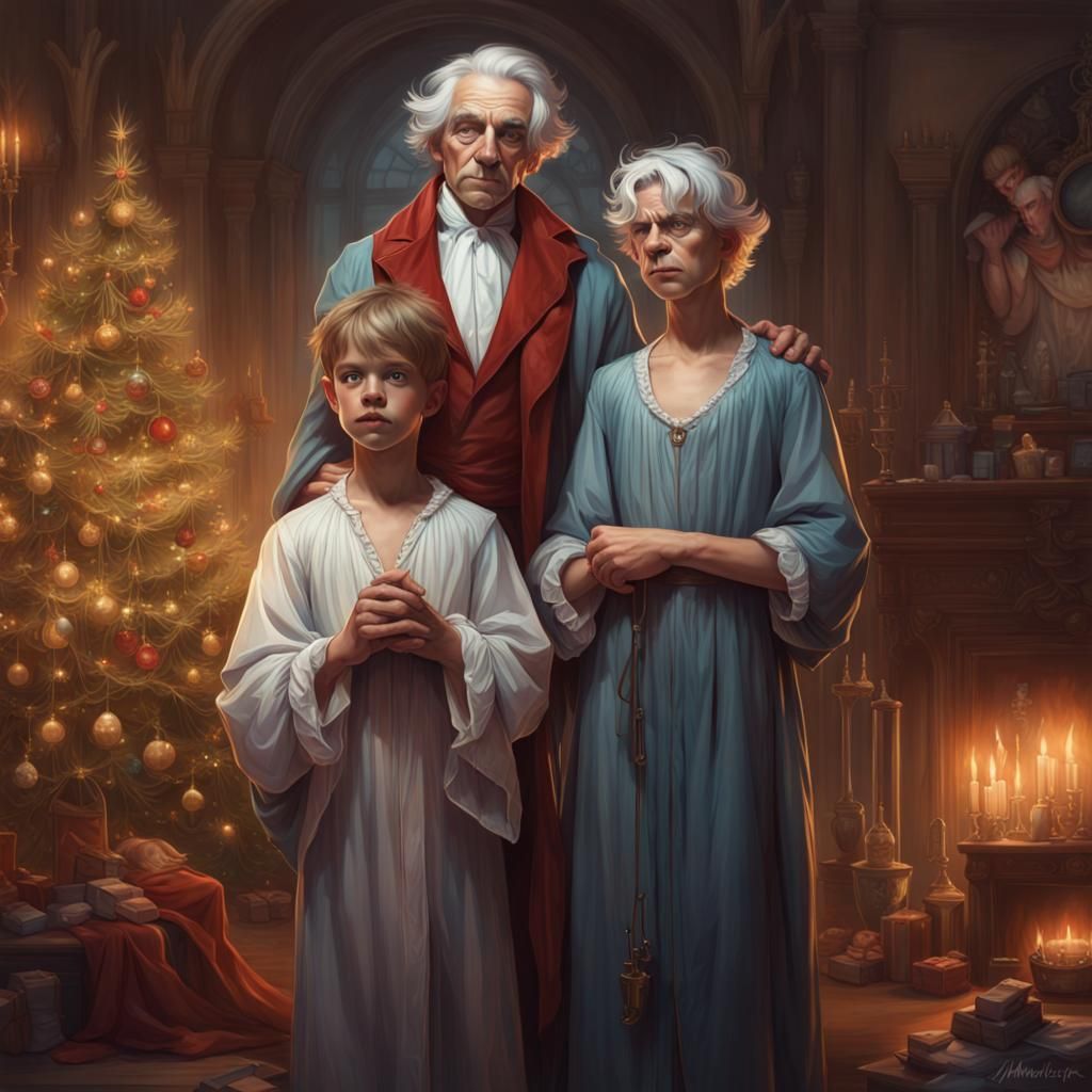 Scrooge and Ghost of Christmas Past Portrait