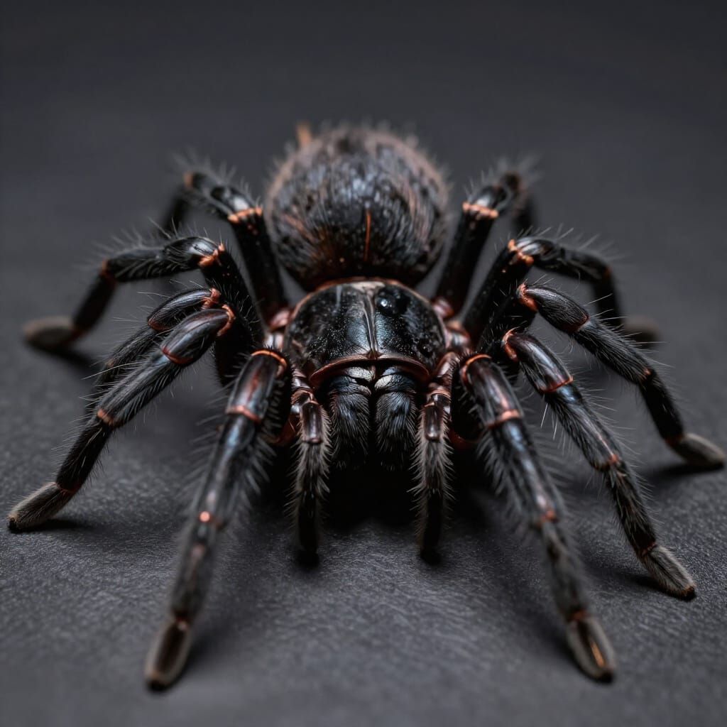 Hyperrealistic Black Spider Macro Photography