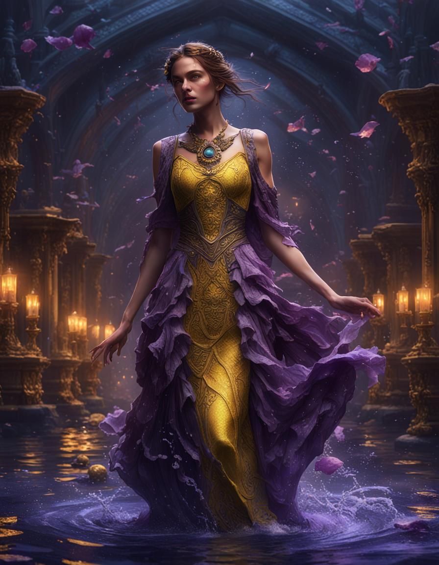 Ethereal Water Dress: Dark Fantasy Concept Art