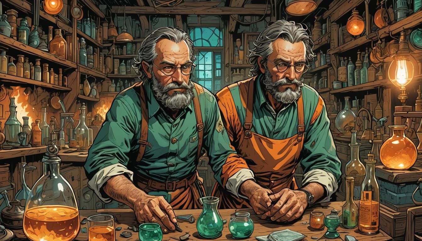 Victorian Alchemist's Lab with Trapped Spirits