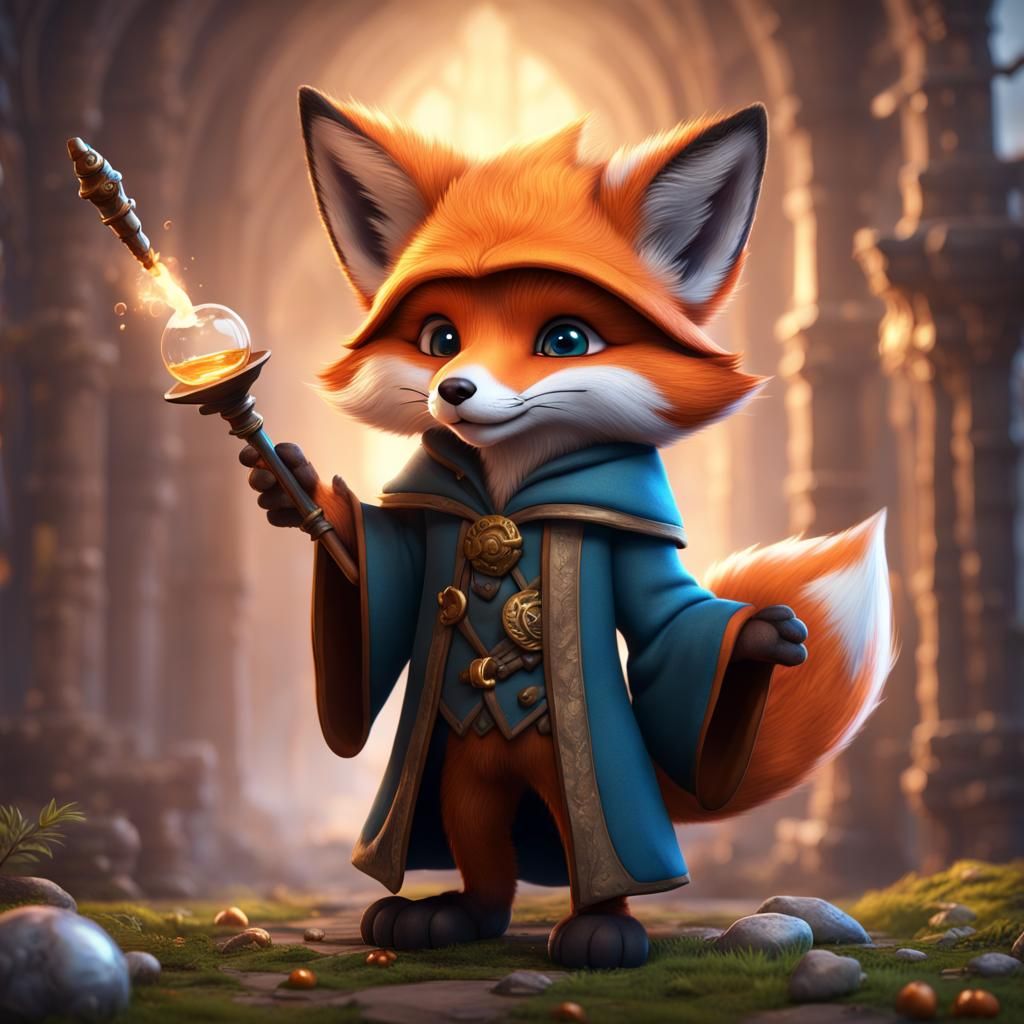 Fox Cub Wizard Fantasy Concept Art