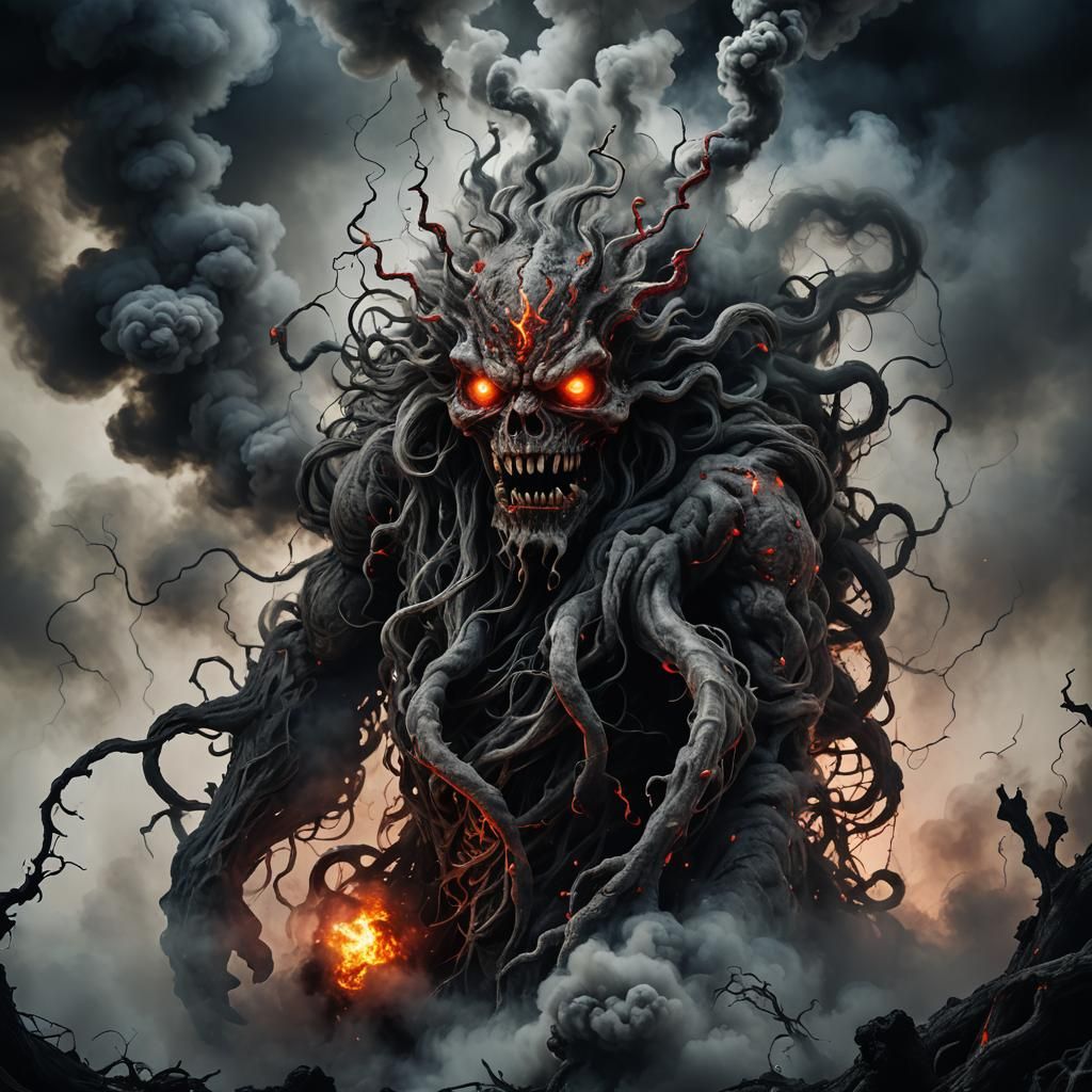 Smoky Monster in a Dark Surrealist Void