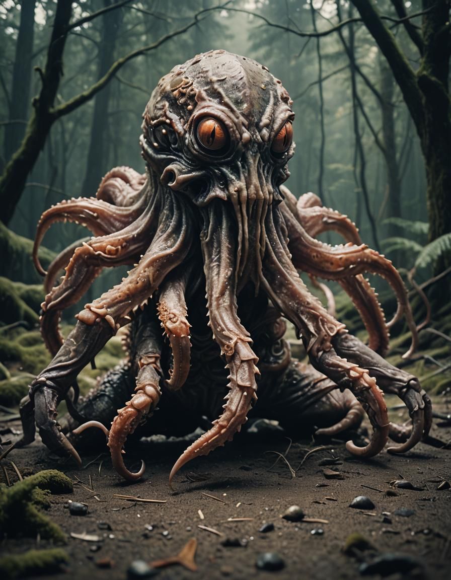 Hyperrealistic Squid Monster in Cinematic Style