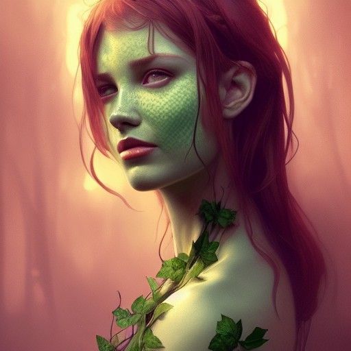 Poison Ivy Girl: Hyperdetailed Forest Portrait