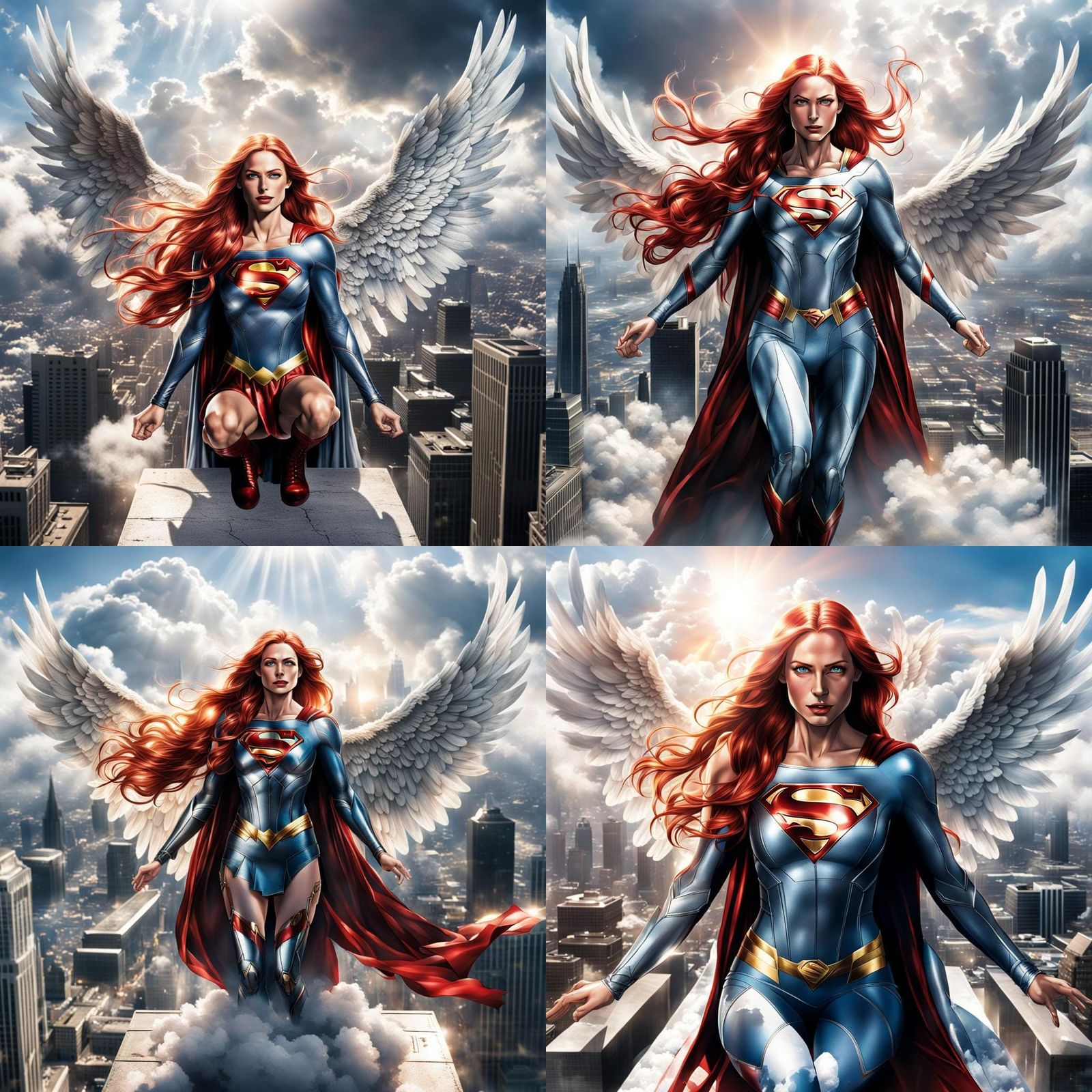 Supergirl Angel Soaring Above City in Sunshine