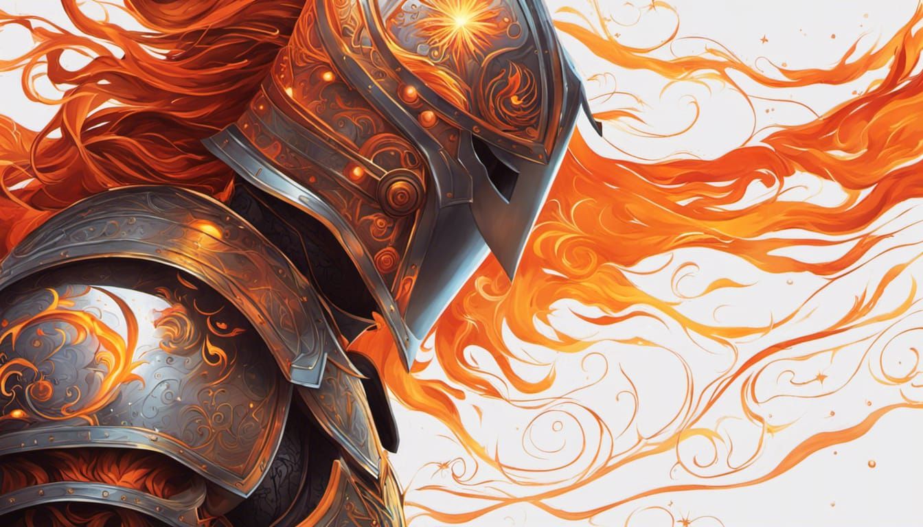 Fiery Knight with Constellations in Digital Art