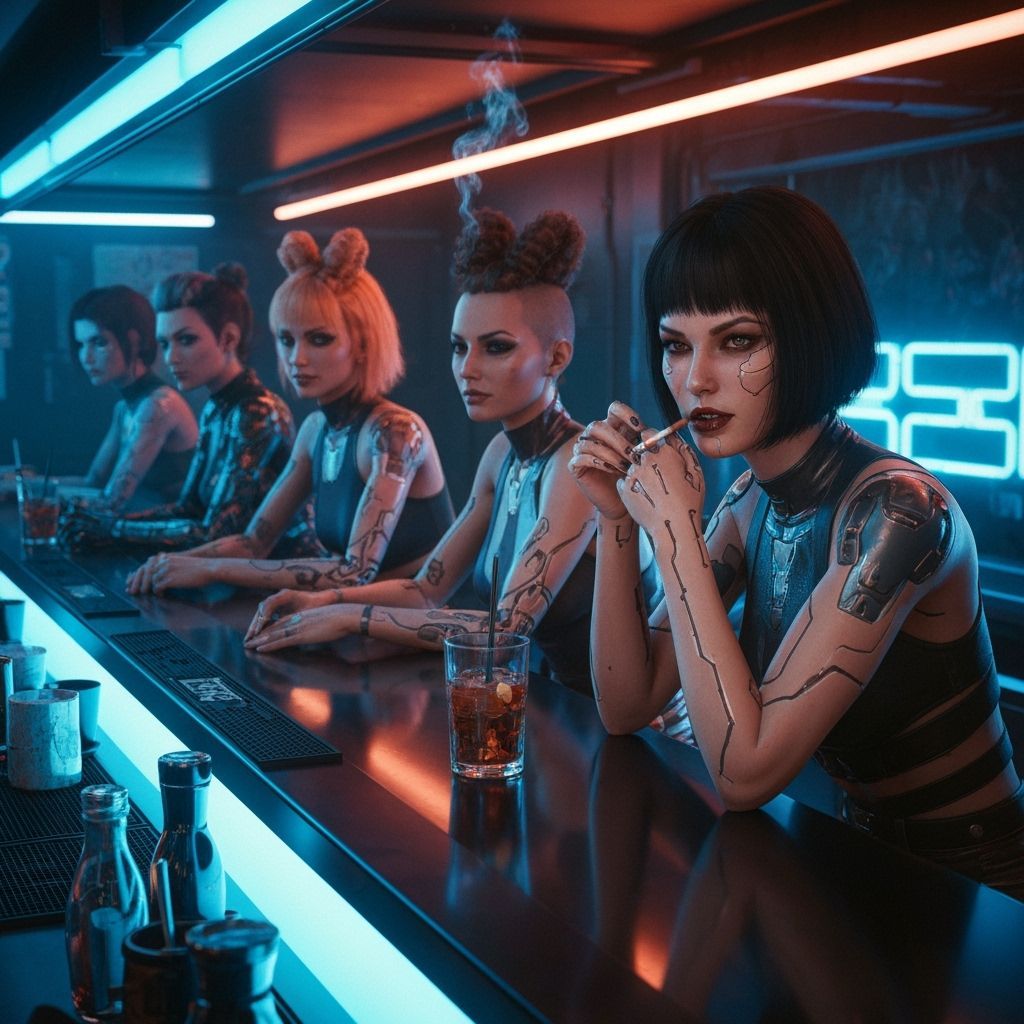 Cyberpunk Bar Scene with Neon Noir Lighting