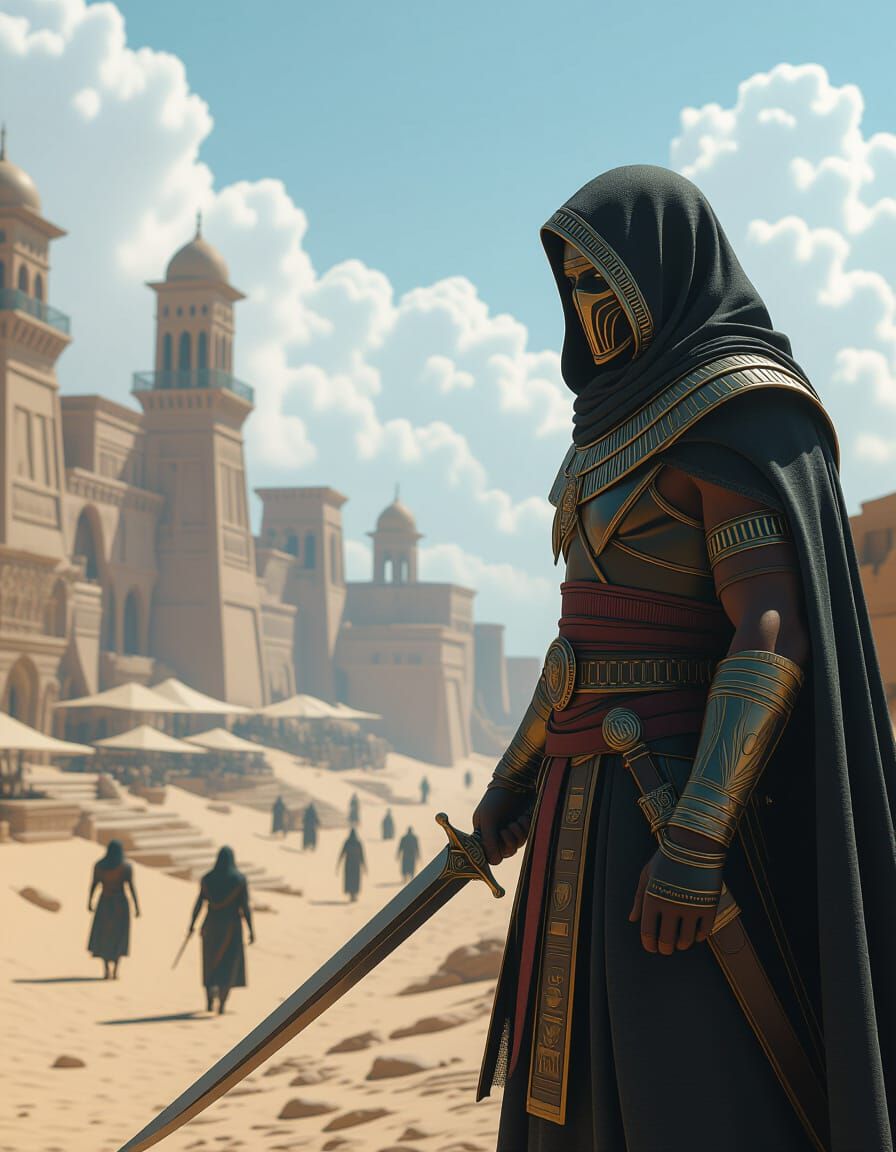 Mysterious Egyptian Assassin in Detailed Fantasy Art