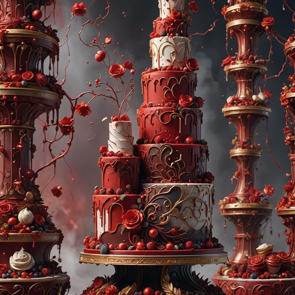 Red beautiful fancy wedding cake