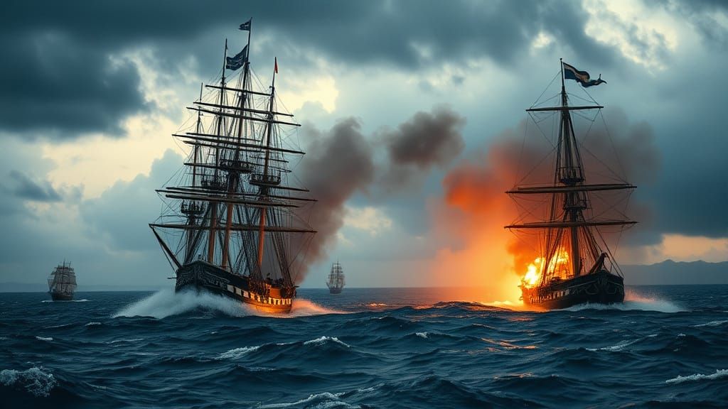 Naval Battle Epic in Cinematic Style