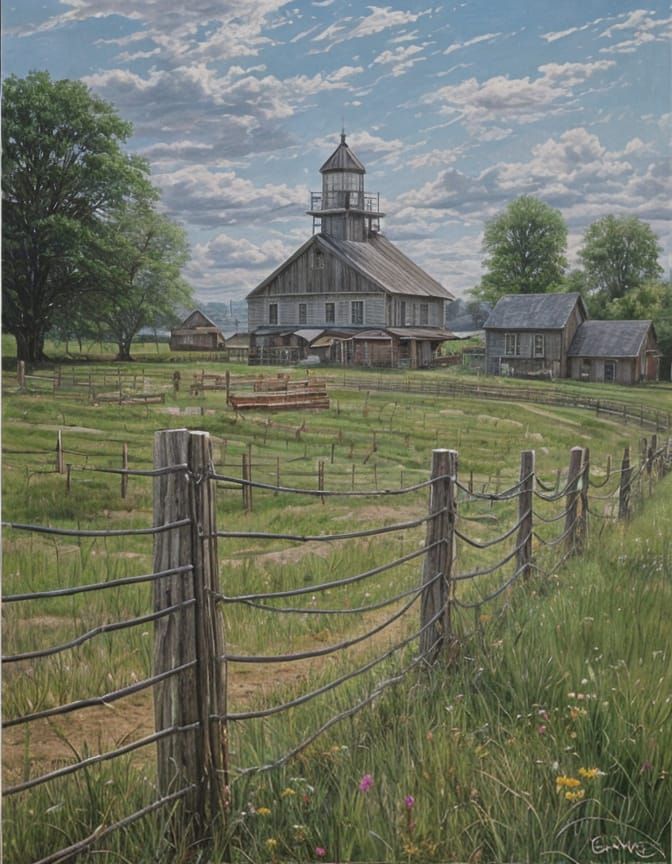 Charming Rural Town Beside Dark Woods