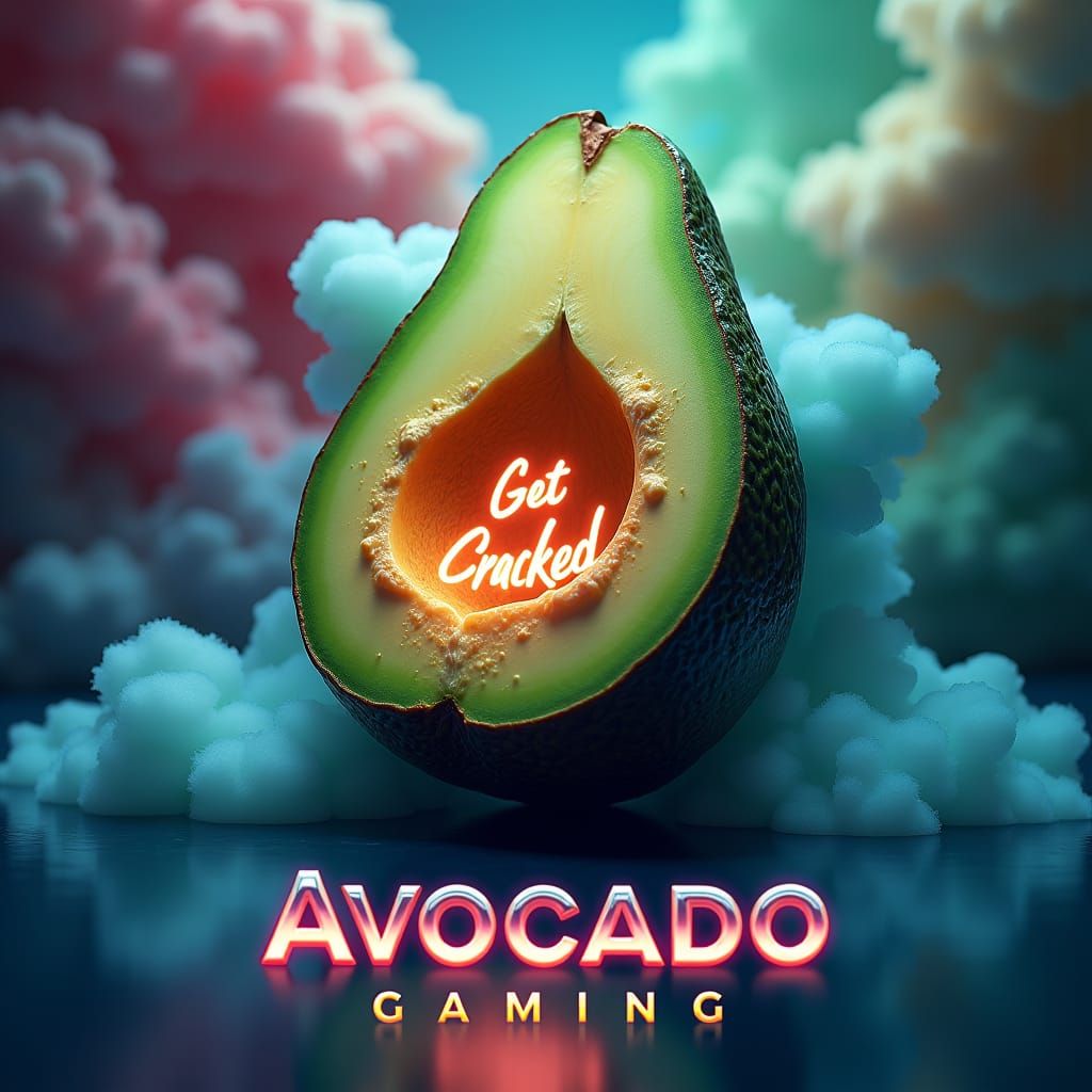 Glowing Avocado Pit Reveals Neon Gaming Slogan
