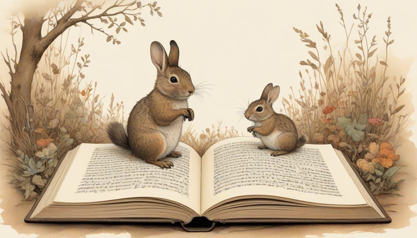 Whimsical Watercolour Music Book with Vintage Text and Intri...