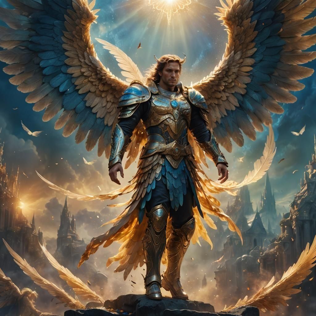 Fantastical Angel Man in Detailed Matte Painting