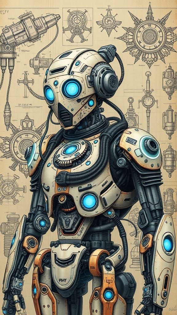 Futuristic Robot Imagineer in Renaissance Style