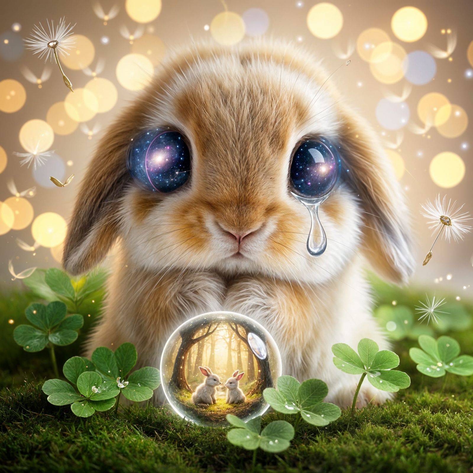 Adorable Rabbit with Sparkling Eyes in Dreamy Setting