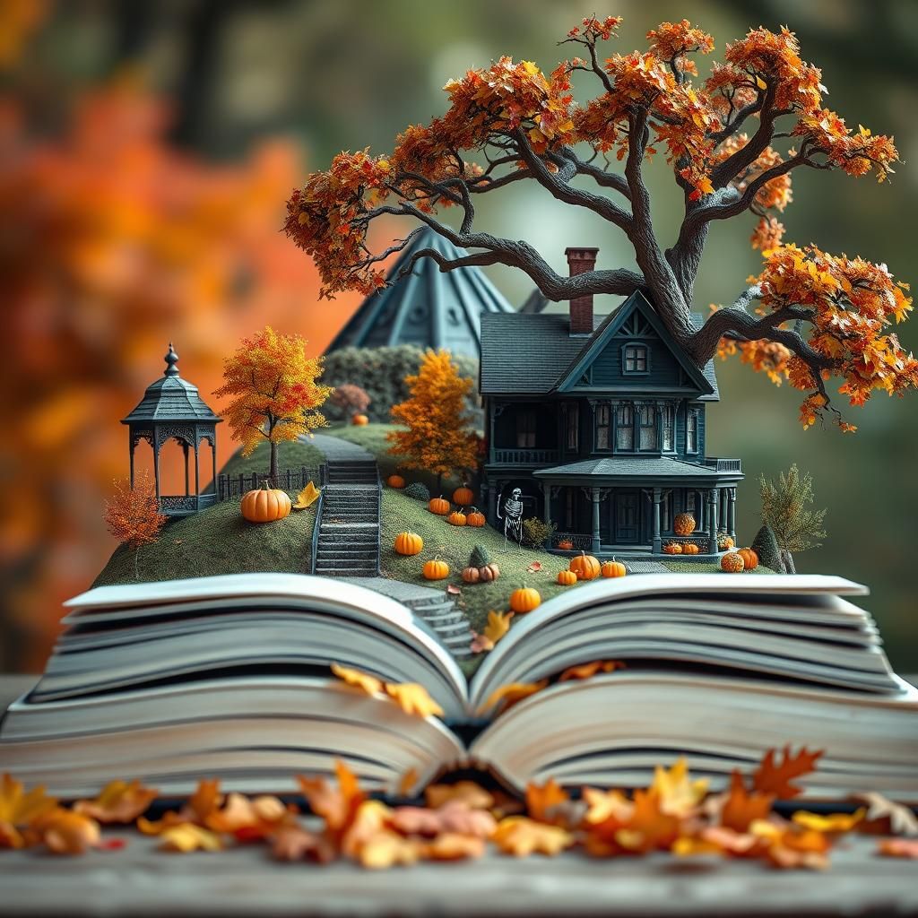 Autumn Diorama Rising From Open Book