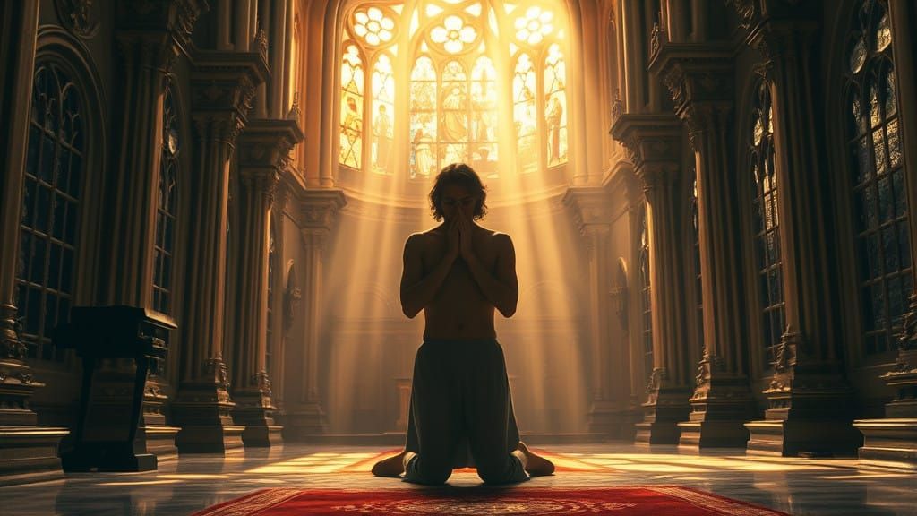 Gothic Chapel in Reverent Prayer