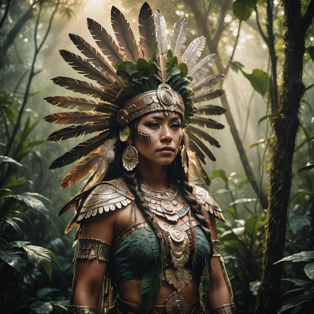 Beautiful Aztec Queen Woman intricate details, HDR, beautifu...
