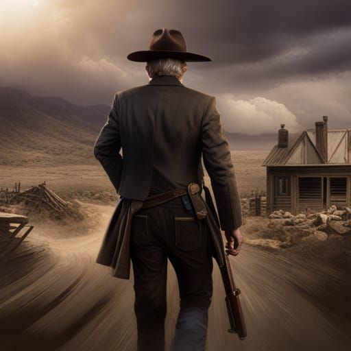 Sheriff Holds Outlaws at Gunpoint in Western Town