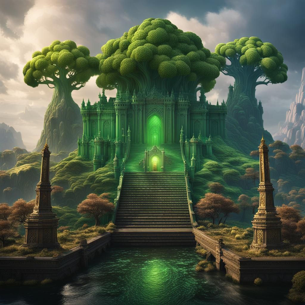 Fantastical Broccoli Temple Concept Art