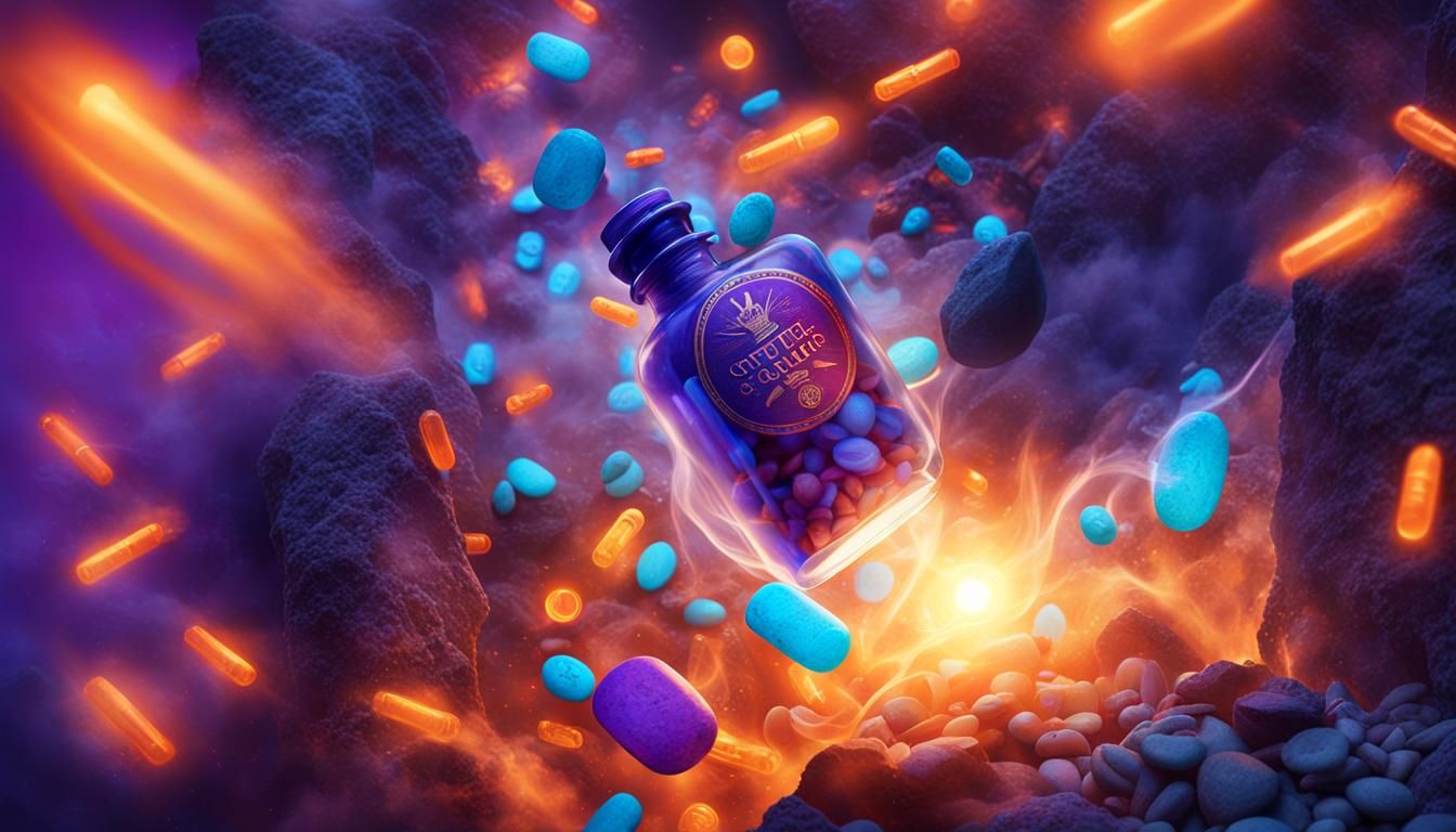 Mystical Blue Bottle with Ethereal Lighting