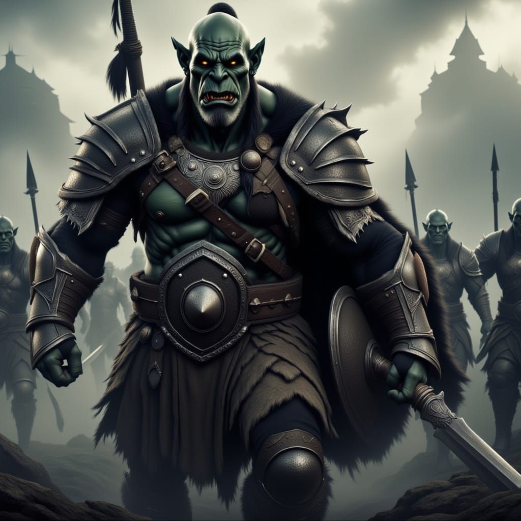 Mysterious Black Orc in Dark Fantasy Realm