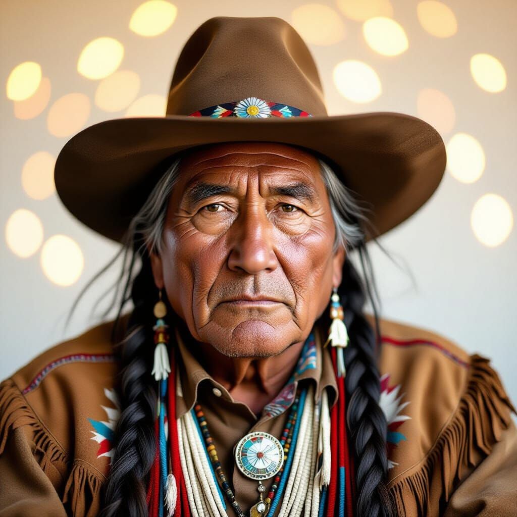 Native American Chief Portrait in Bold Realism Style