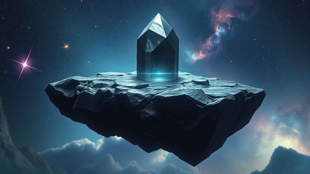 Cosmic Obsidian Monolith in Nebula