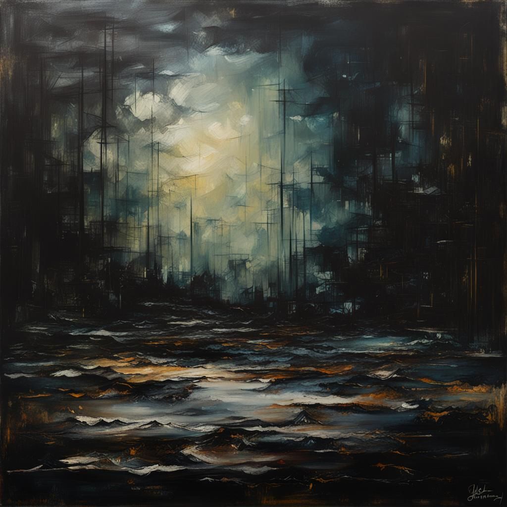 Grunge Oil Painting of a Liminal Space
