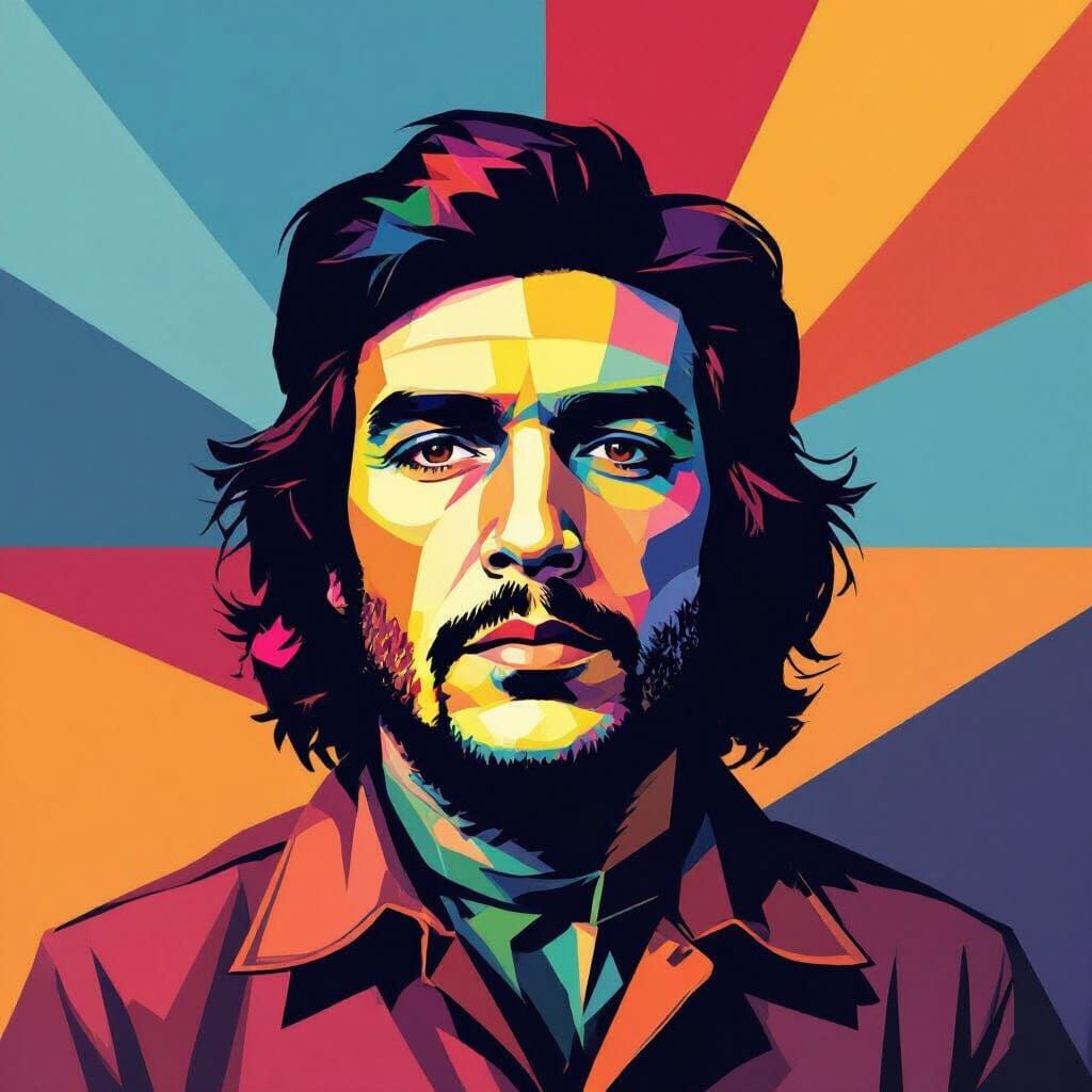Che Guevara Portrait in Vibrant WPAP Geometric Style