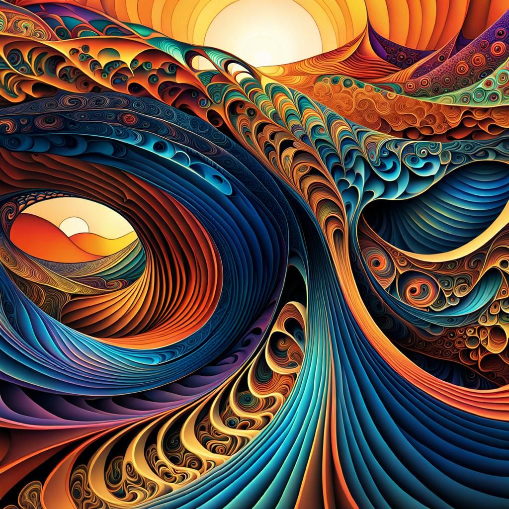 Abstract Fractal Wave Function in Zentangle Pattern