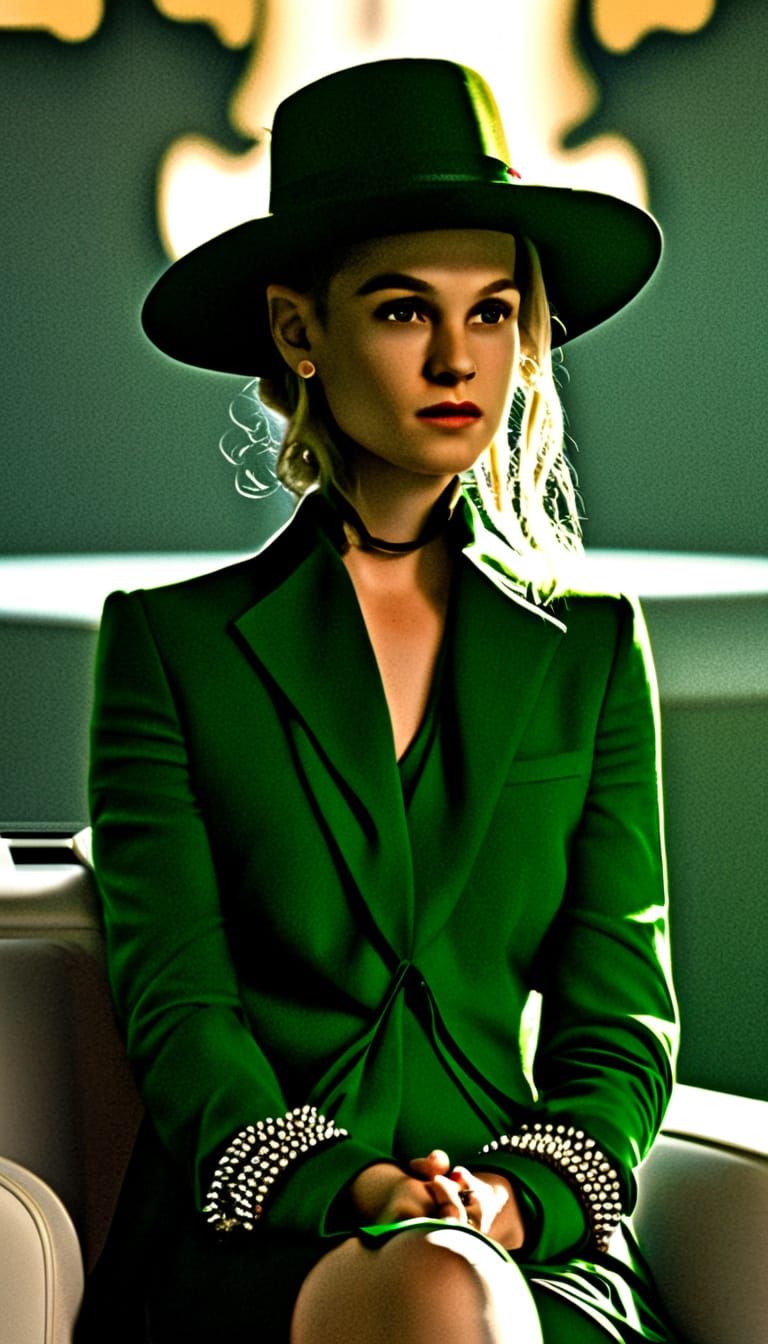 Feminine News Anchor in Studio Setting