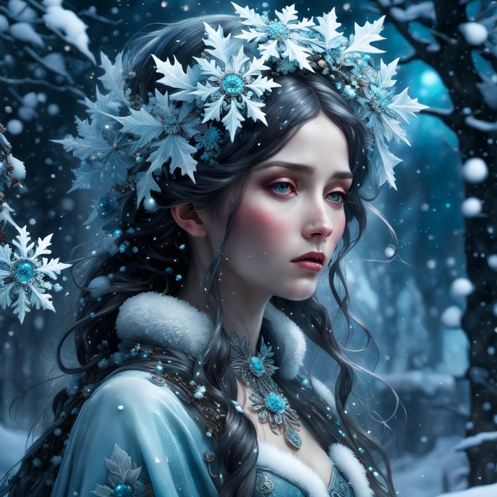 Snowflake Blossoms: A Mixed Media Masterpiece