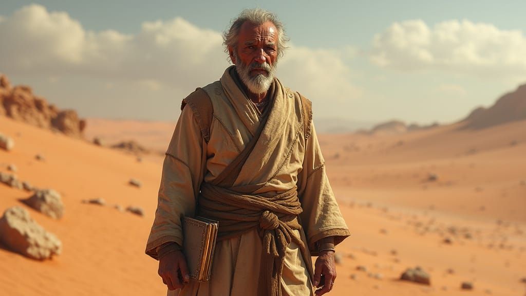 Weary Desert Sage with Tattered Tome