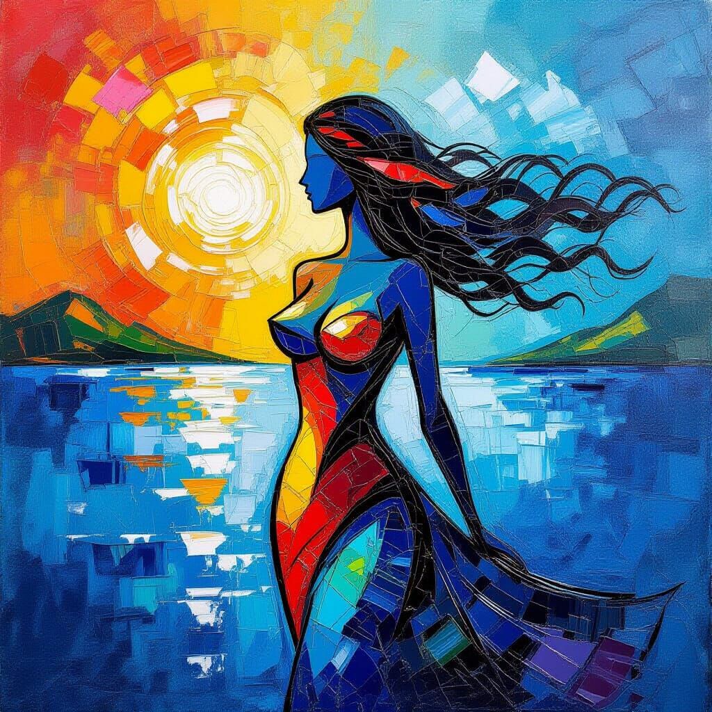 Abstract Bodyscape: Impasto Goddess Island