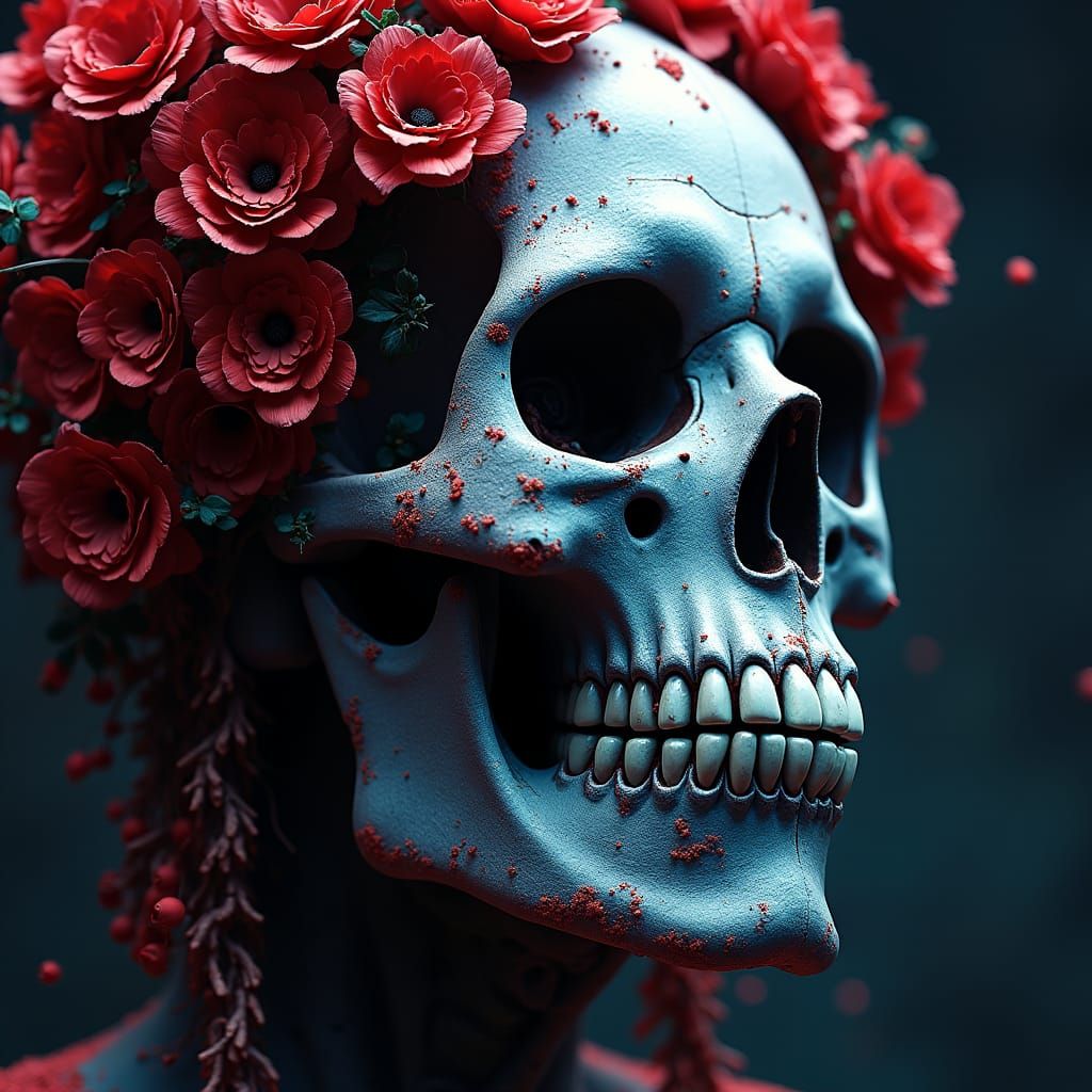 Day of the Dead Skull in Hyperrealistic Style