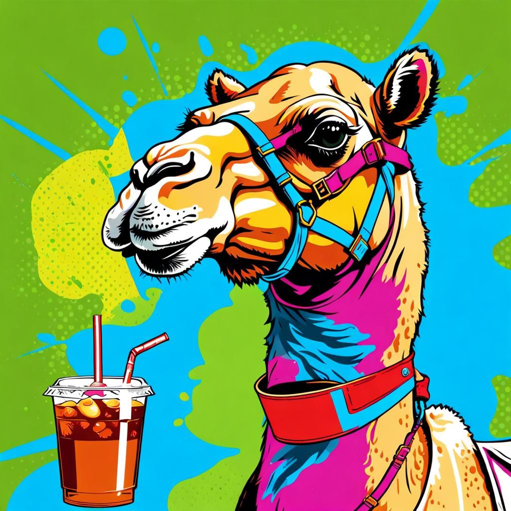 Pop Art Camel with Iced Tea Portrait