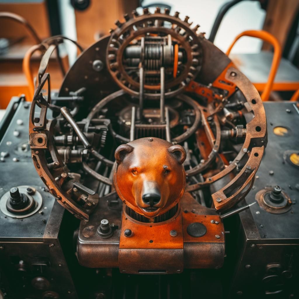 Ancient Burnished Metal Bear Machine