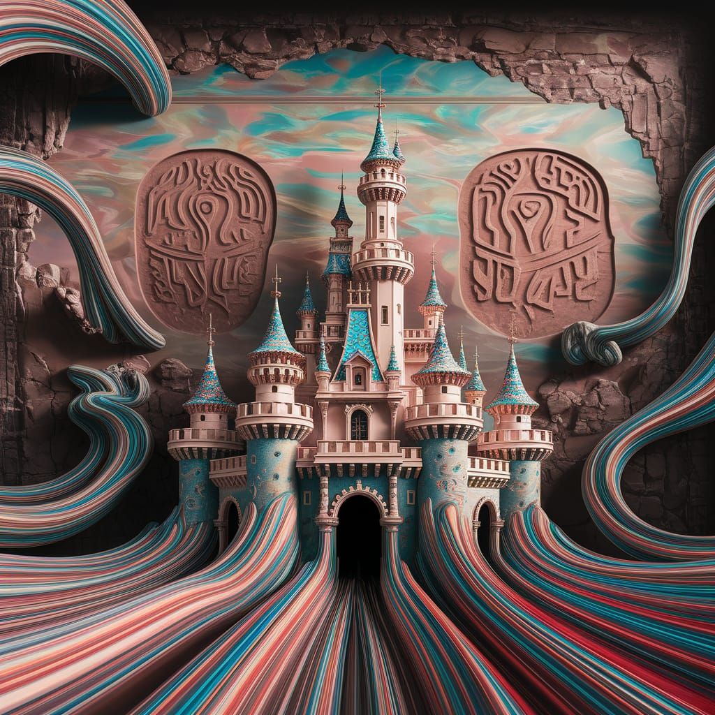 Disney Palace Speeding Through Vortexes of Light