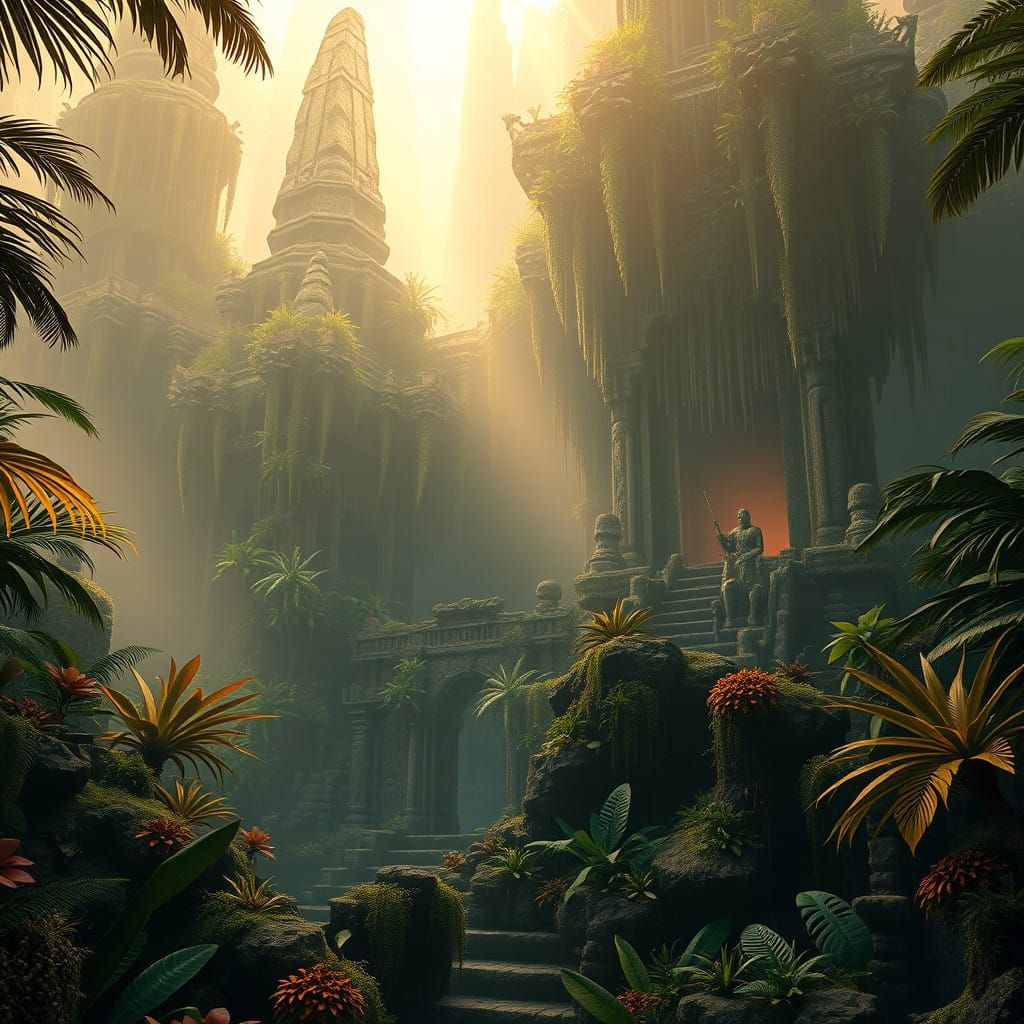 Ancient Temple Revealed in Jungle's Golden Light