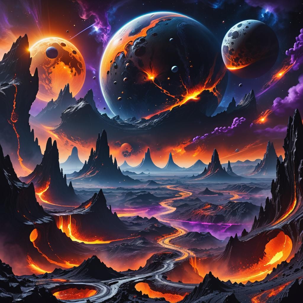 Epic Alien Planet with Orbiting Spaceships