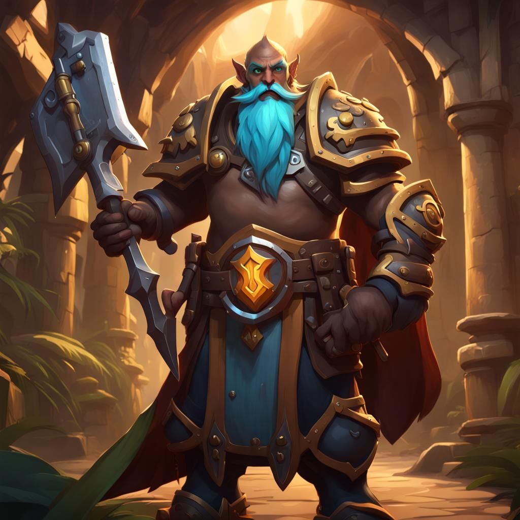 Warrior with Sword and Shield in Fantasy Style