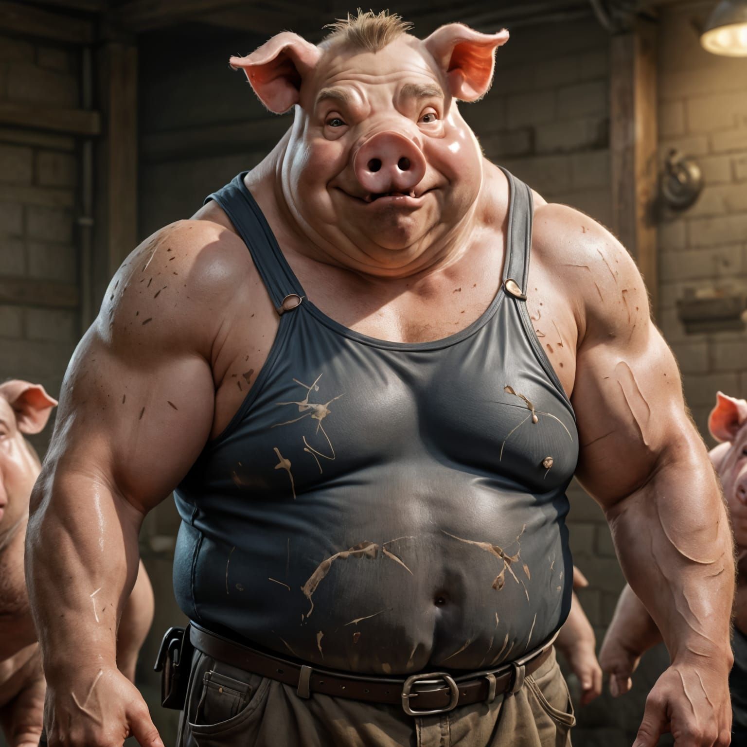 Photorealistic Pig-Man Character Study