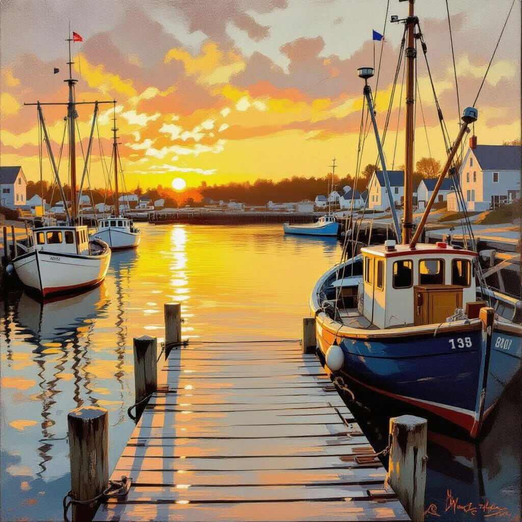 Picturesque Maine Coastal Harbor Scene