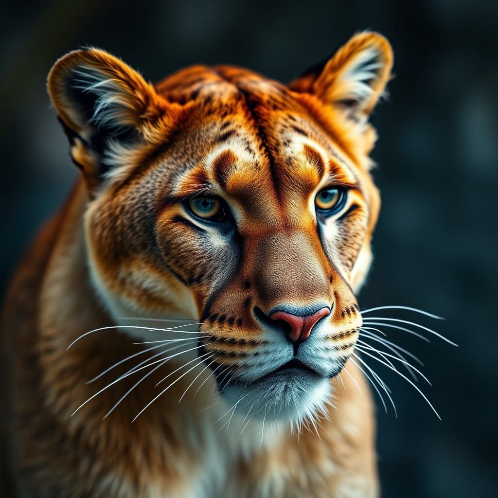 Regal Mountain Lion Close-Up in Vibrant Colors