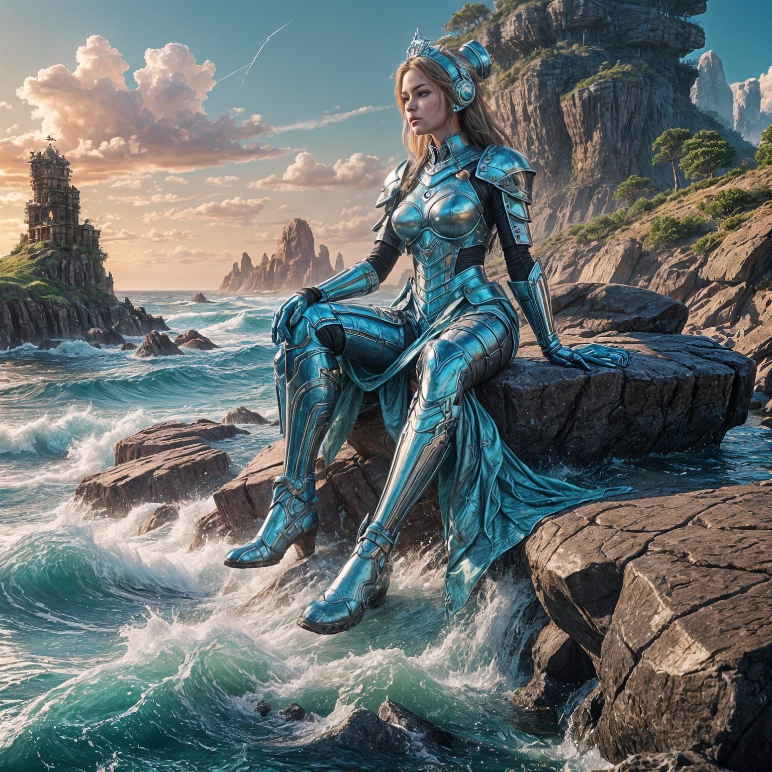 Cybermaid Contemplates the Sea: Digital Art