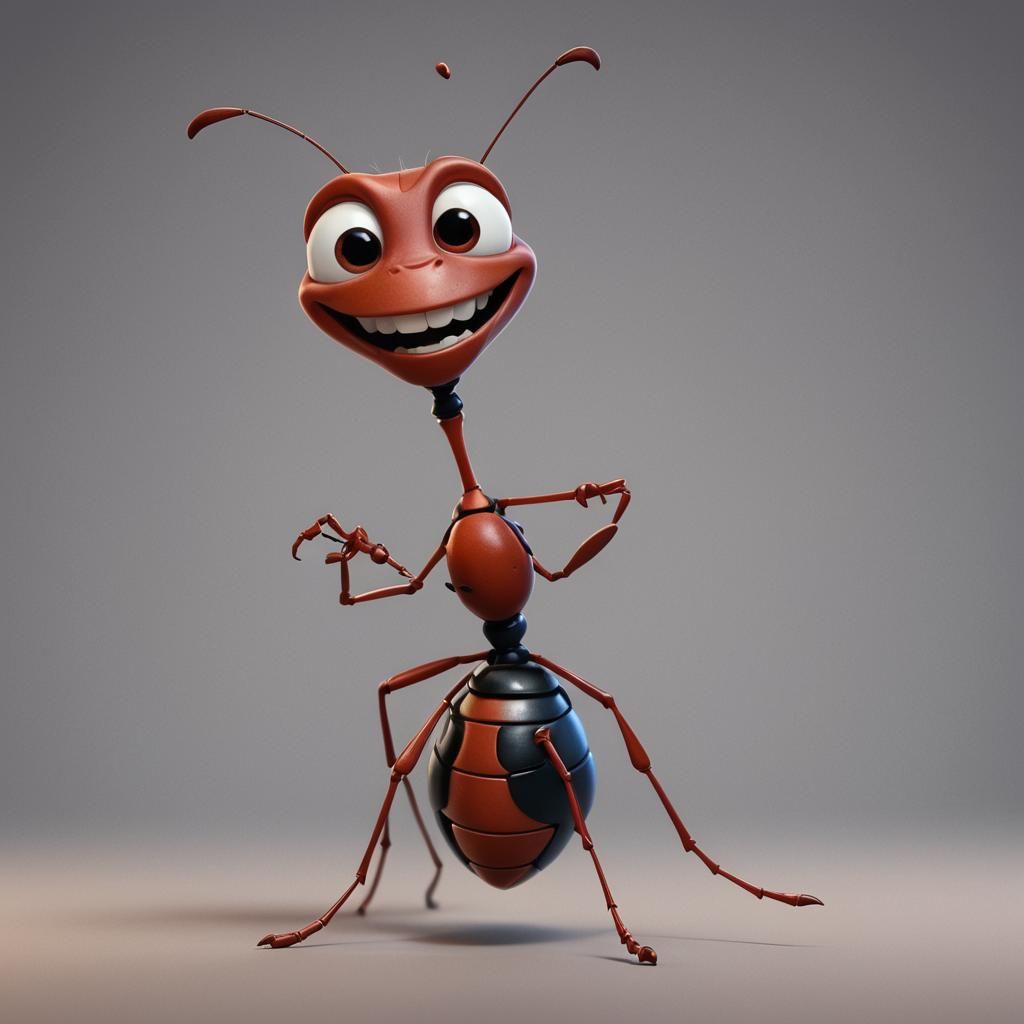 Smiling Ant in Pixar-Inspired 3D Animation